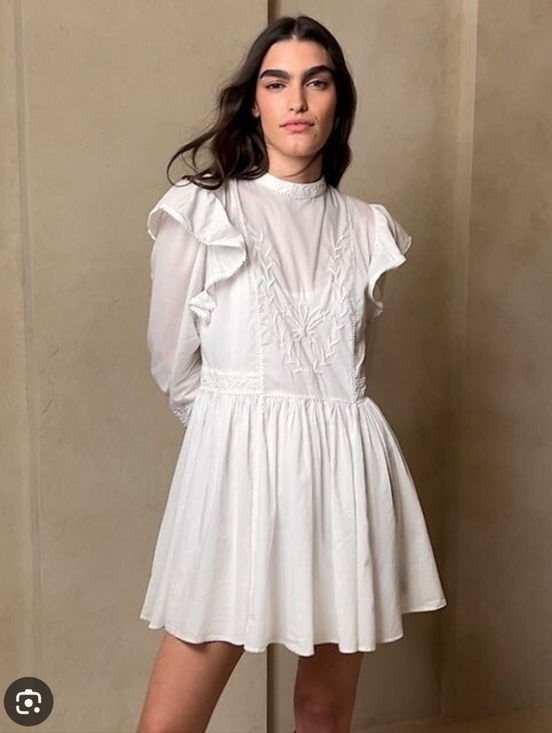 Banana Republic Dresses & Skirts - Banana Republic Esme Embroidered Mini Dress XL White Boho Peasant Cotton